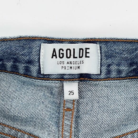 AGOLDE 90s Cutoff Denim Shorts Women’s Size 25 Distressed Raw Hem Casual - Picture 3 of 5